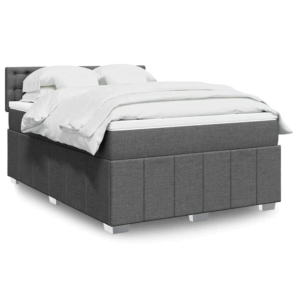 vidaXL Κρεβάτι Boxspring με Στρώμα Σκούρο Γκρι 140x190 εκ. Υφασμάτινο