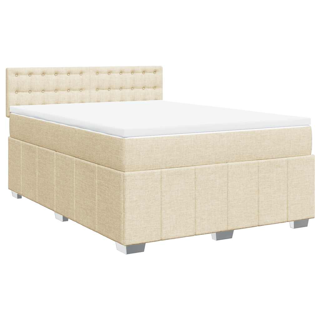 vidaXL Κρεβάτι Boxspring με Στρώμα Κρεμ 140x190 εκ. Υφασμάτινο