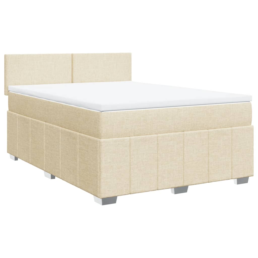 vidaXL Κρεβάτι Boxspring με Στρώμα Κρεμ 140x200 εκ. Υφασμάτινο