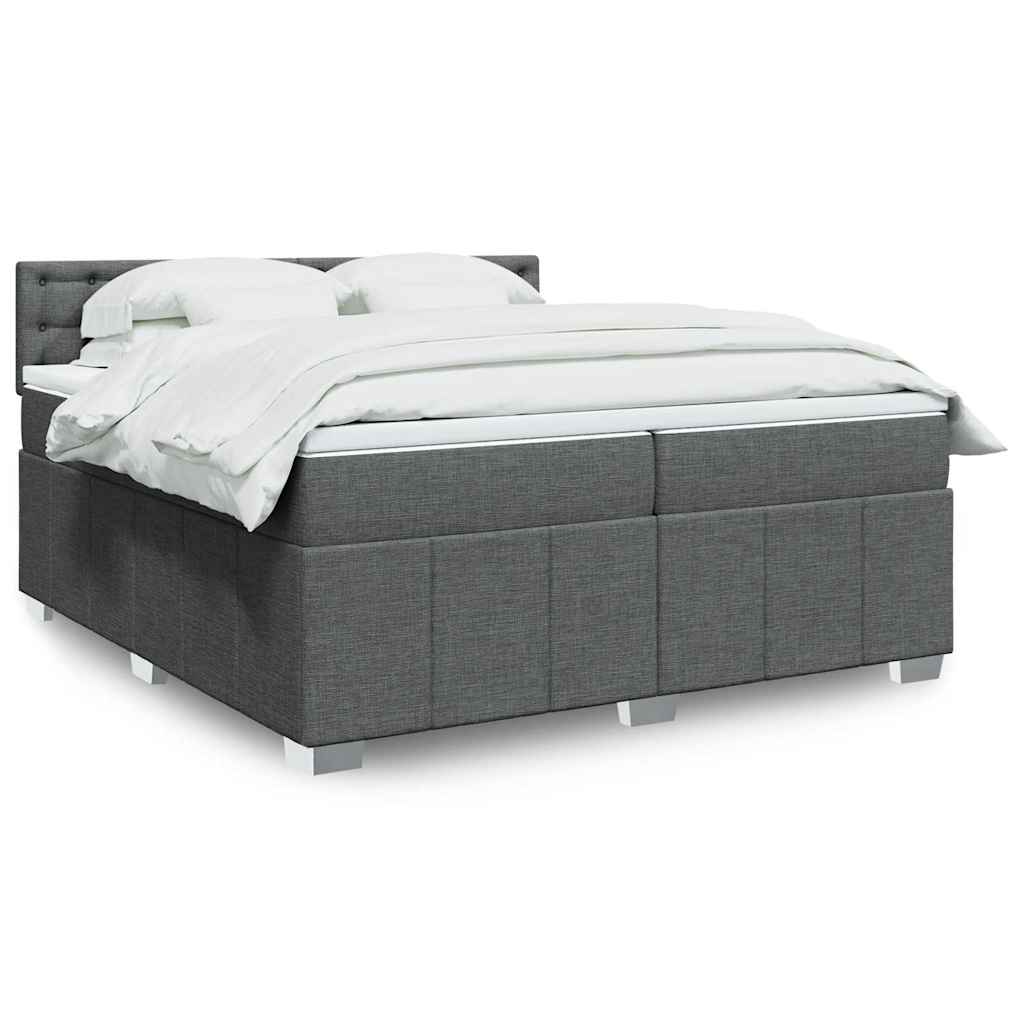 vidaXL Κρεβάτι Boxspring με Στρώμα Σκούρο Γκρι 200x200 εκ. Υφασμάτινο
