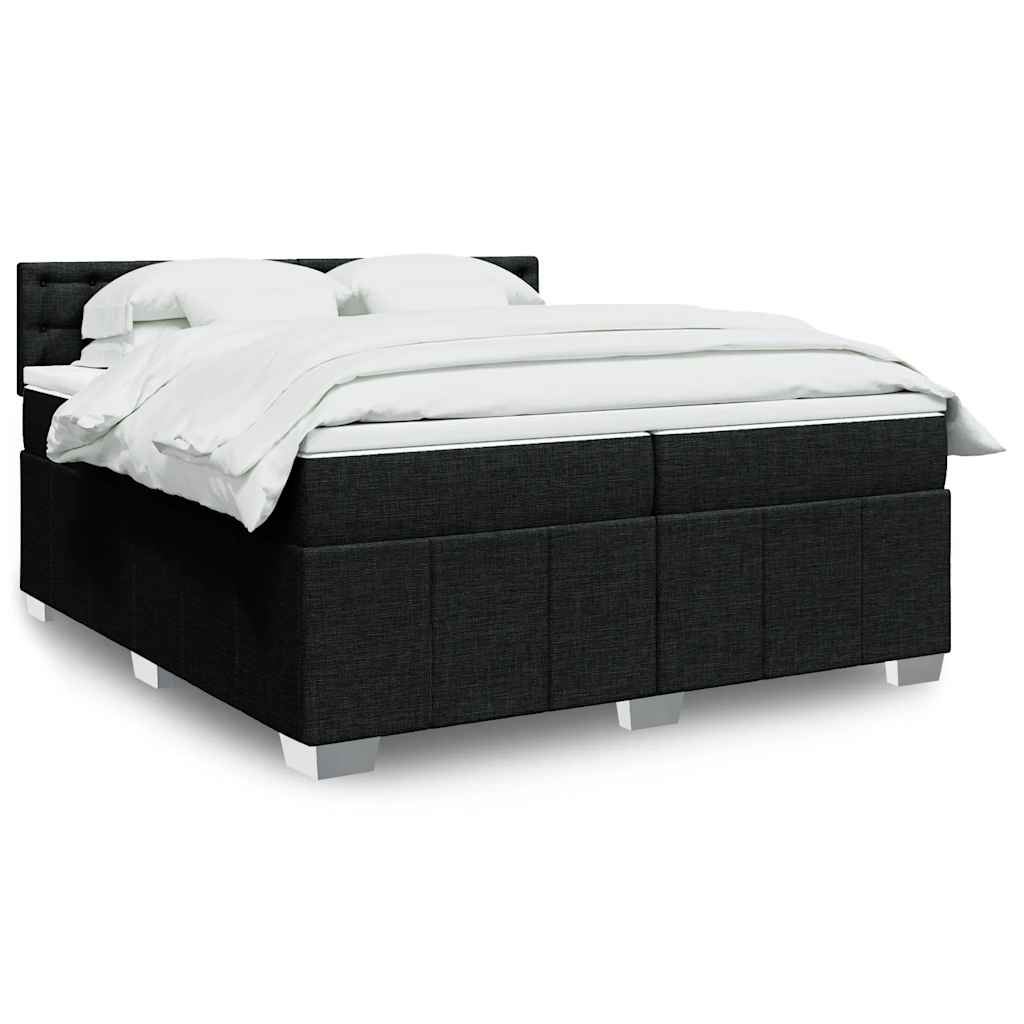 vidaXL Κρεβάτι Boxspring με Στρώμα Μαύρο 200x200 εκ. Υφασμάτινο