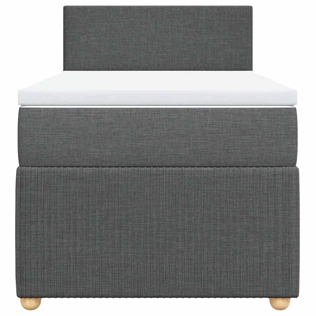 vidaXL Κρεβάτι Boxspring με Στρώμα Σκούρο Γκρι 90x190 εκ. Υφασμάτινο