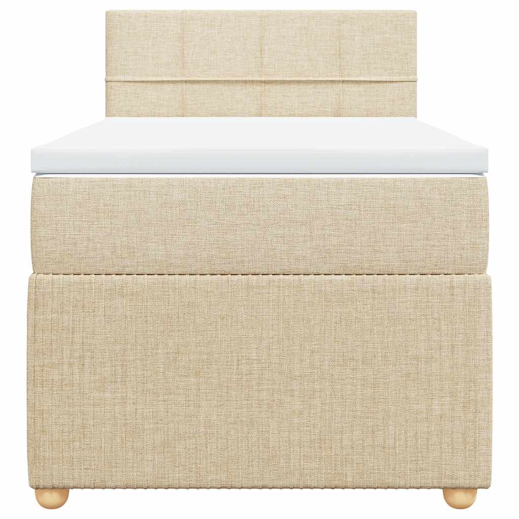 vidaXL Κρεβάτι Boxspring με Στρώμα Κρεμ 90x190 εκ.Υφασμάτινο