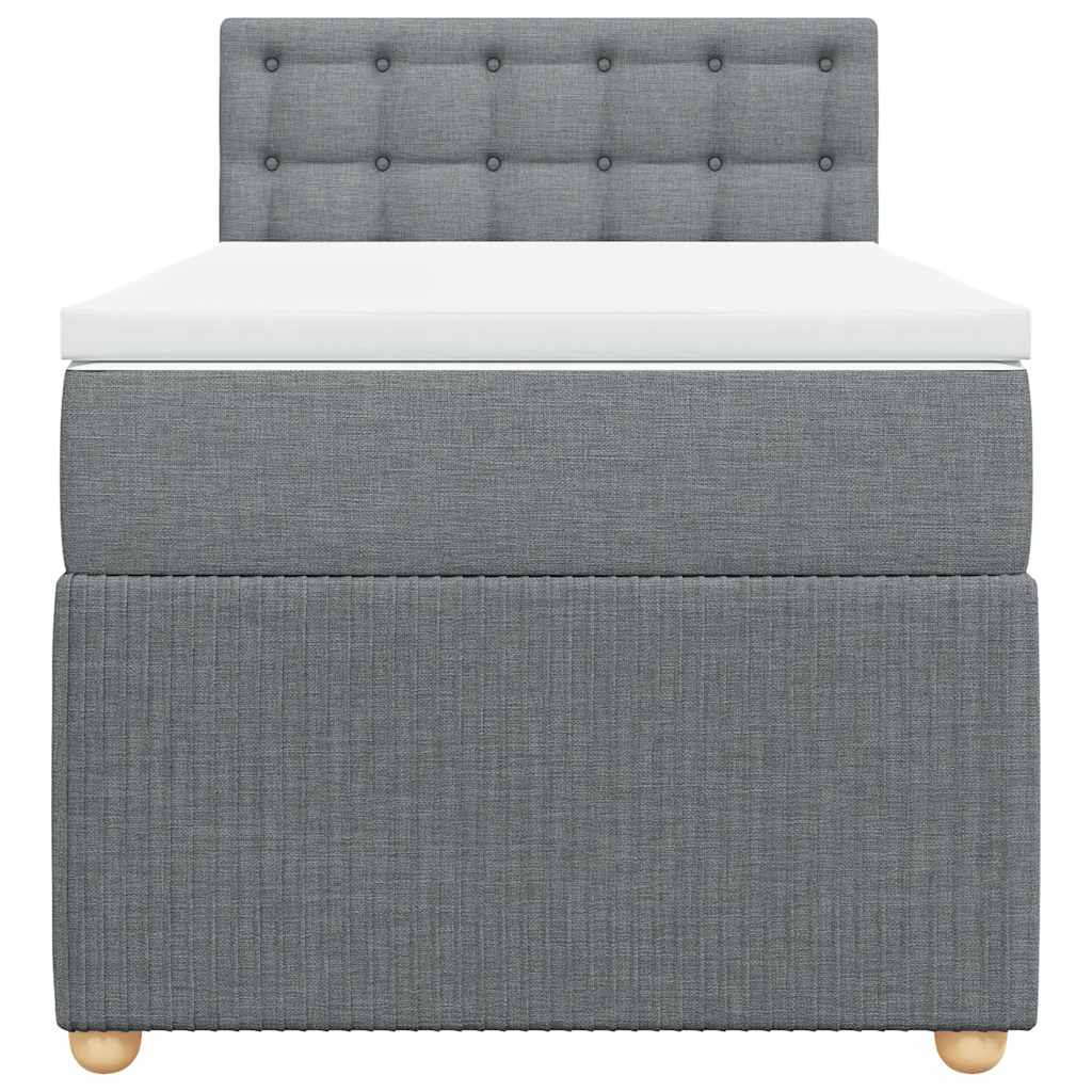 vidaXL Κρεβάτι Boxspring με Στρώμα Ανοιχτό Γκρι 90x190 εκ. Υφασμάτινο