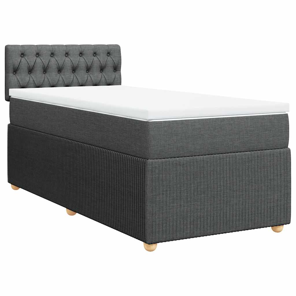 vidaXL Κρεβάτι Boxspring με Στρώμα Σκούρο Γκρι 90x200 εκ. Υφασμάτινο