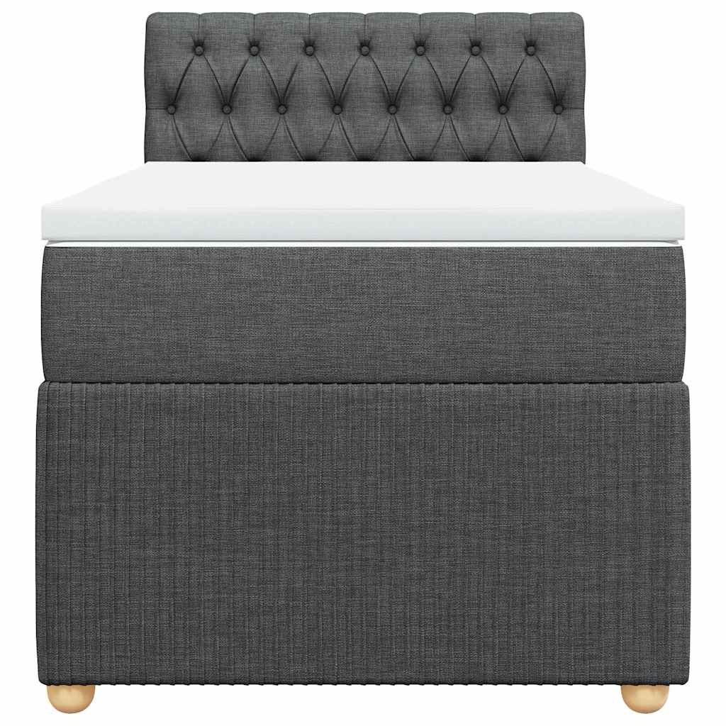 vidaXL Κρεβάτι Boxspring με Στρώμα Σκούρο Γκρι 90x200 εκ. Υφασμάτινο