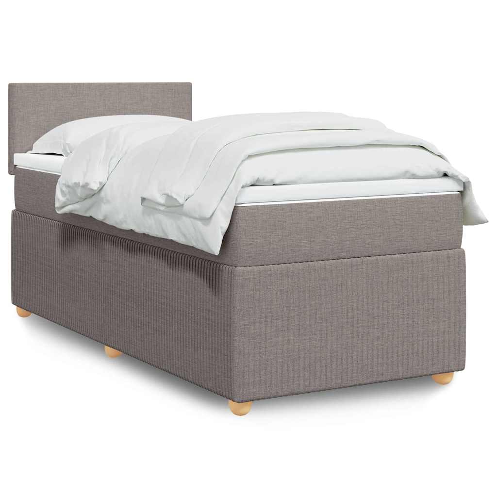 vidaXL Κρεβάτι Boxspring με Στρώμα Taupe 100 x 200 εκ. Υφασμάτινο