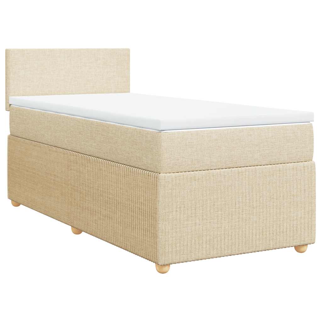 vidaXL Κρεβάτι Boxspring με Στρώμα Κρεμ 100 x 200 εκ. Υφασμάτινο