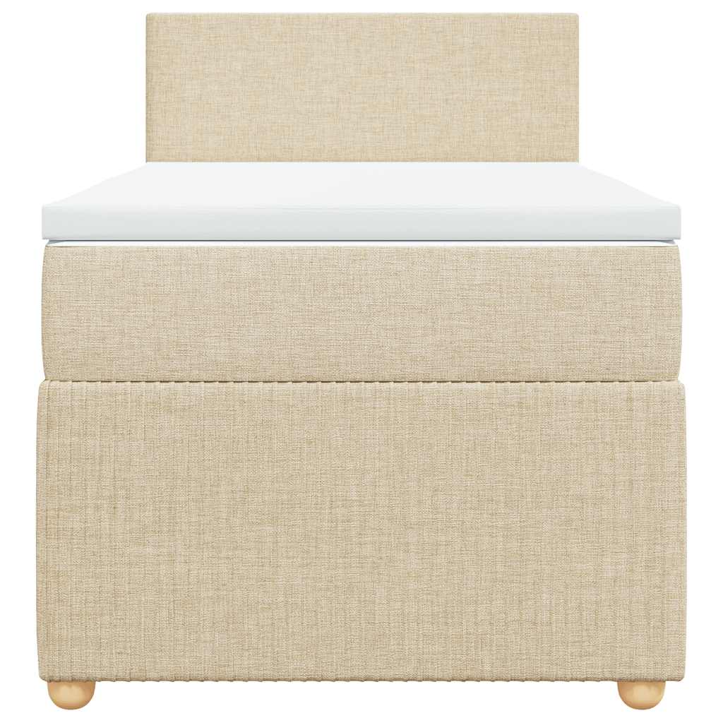 vidaXL Κρεβάτι Boxspring με Στρώμα Κρεμ 100 x 200 εκ. Υφασμάτινο