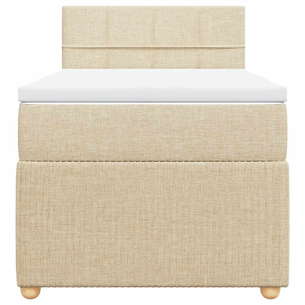 vidaXL Κρεβάτι Boxspring με Στρώμα Κρεμ 100 x 200 εκ. Υφασμάτινο