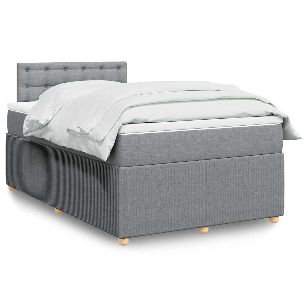 vidaXL Κρεβάτι Boxspring με Στρώμα Ανοιχτό Γκρι 120x200 εκ. Υφασμάτινο