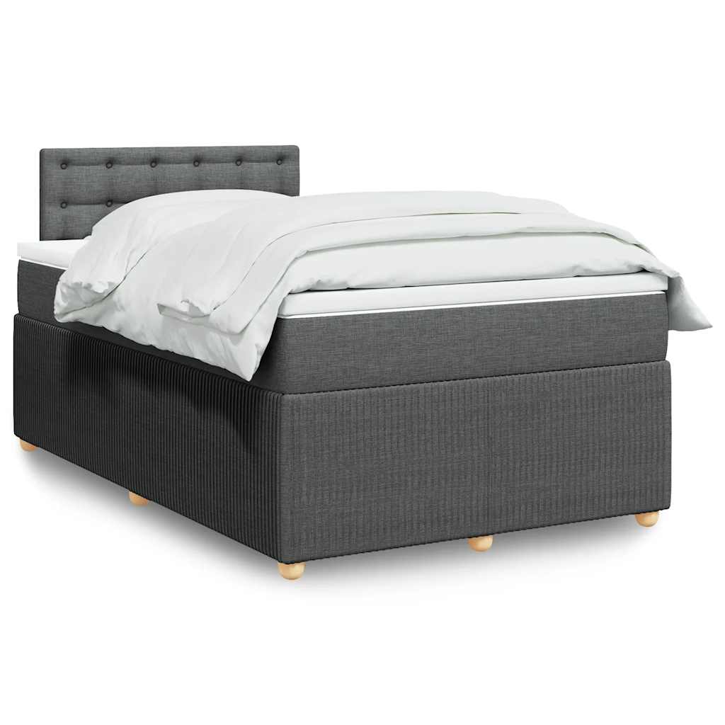 vidaXL Κρεβάτι Boxspring με Στρώμα Σκούρο Γκρι 120x200 εκ. Υφασμάτινο