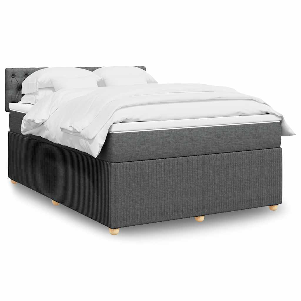 vidaXL Κρεβάτι Boxspring με Στρώμα Σκούρο Γκρι 140x190 εκ. Υφασμάτινο
