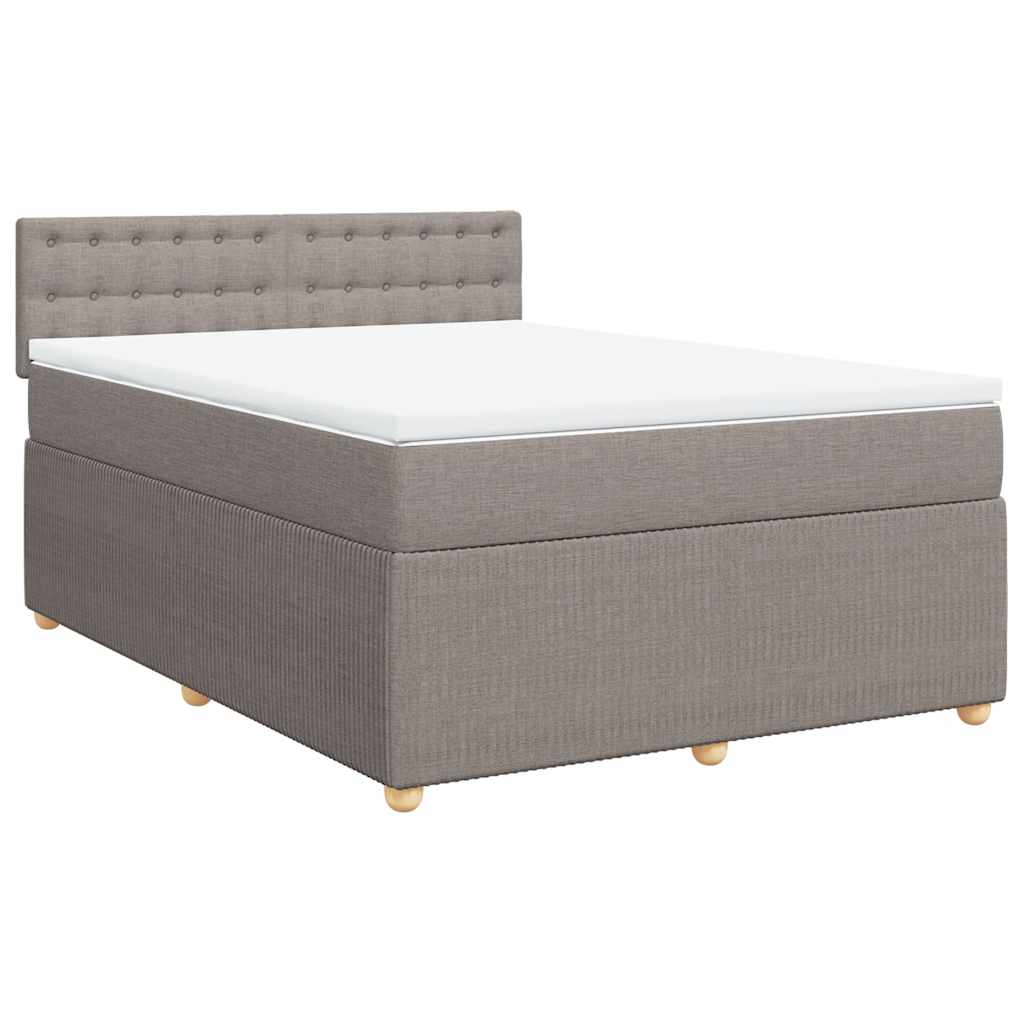 vidaXL Κρεβάτι Boxspring με Στρώμα Taupe 140x190 εκ. Υφασμάτινο