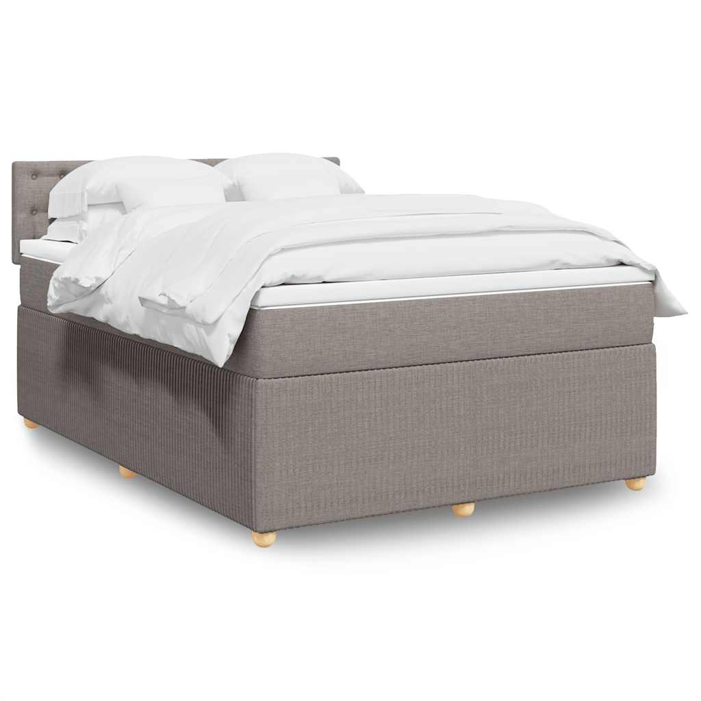 vidaXL Κρεβάτι Boxspring με Στρώμα Taupe 140x190 εκ. Υφασμάτινο