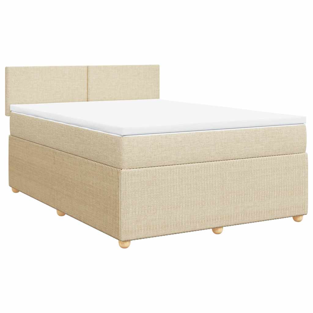 vidaXL Κρεβάτι Boxspring με Στρώμα Κρεμ 160x200 εκ. Υφασμάτινο