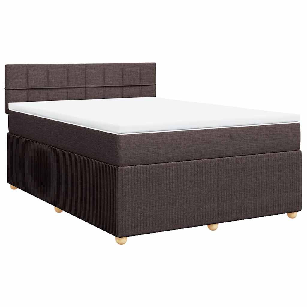 vidaXL Κρεβάτι Boxspring με Στρώμα Σκούρο Καφέ 160x200 εκ Υφασμάτινο