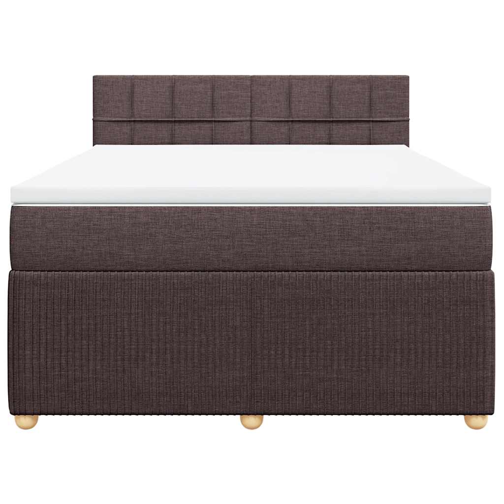 vidaXL Κρεβάτι Boxspring με Στρώμα Σκούρο Καφέ 160x200 εκ Υφασμάτινο