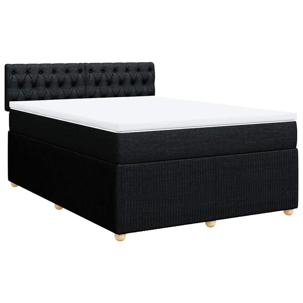 vidaXL Κρεβάτι Boxspring με Στρώμα Μαύρο 160x200 εκ. Υφασμάτινο
