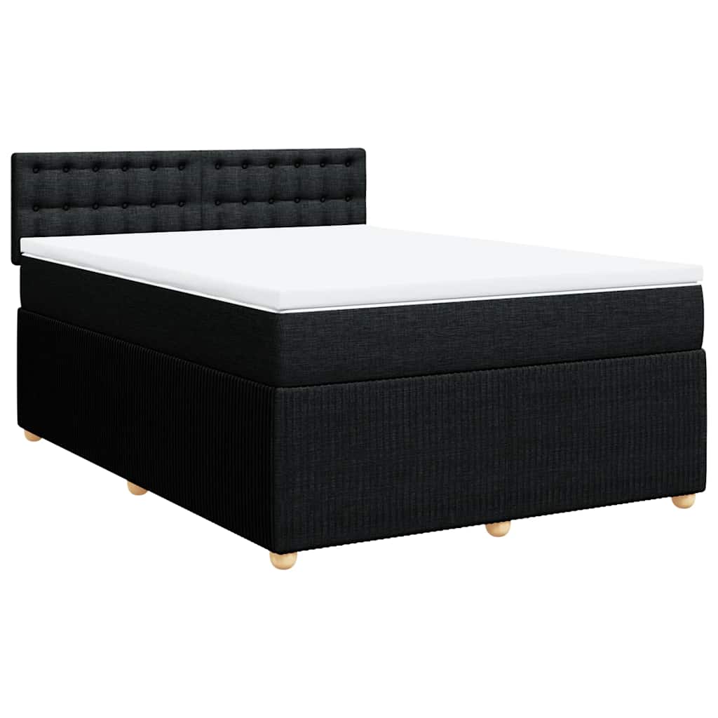 vidaXL Κρεβάτι Boxspring με Στρώμα Μαύρο 160x200 εκ. Υφασμάτινο