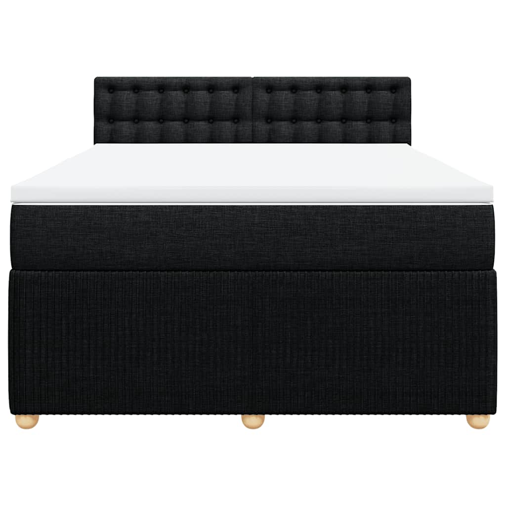 vidaXL Κρεβάτι Boxspring με Στρώμα Μαύρο 160x200 εκ. Υφασμάτινο