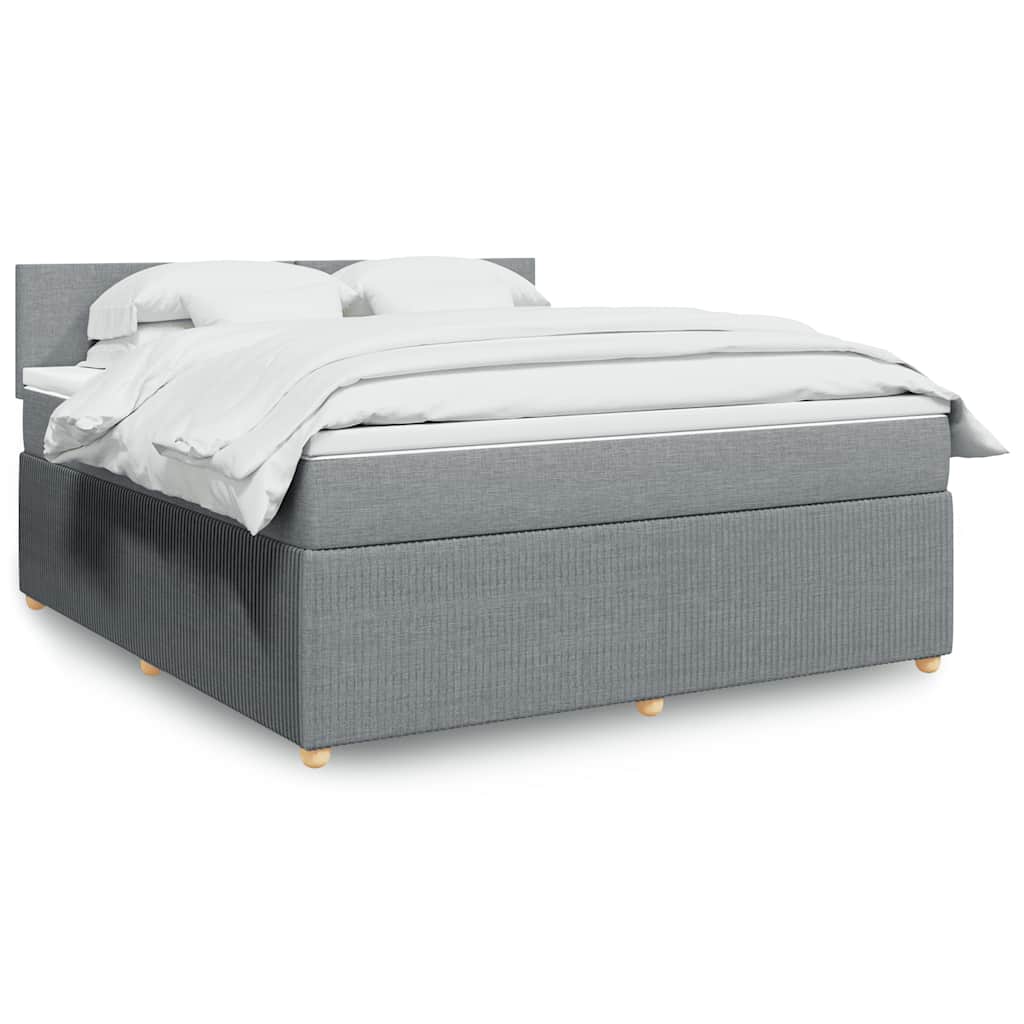 vidaXL Κρεβάτι Boxspring με Στρώμα Ανοιχτό Γκρι 180x200 εκ. Υφασμάτινο