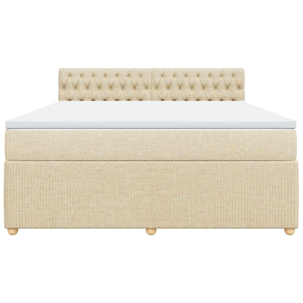 vidaXL Κρεβάτι Boxspring με Στρώμα Κρεμ 180x200 εκ. Υφασμάτινο