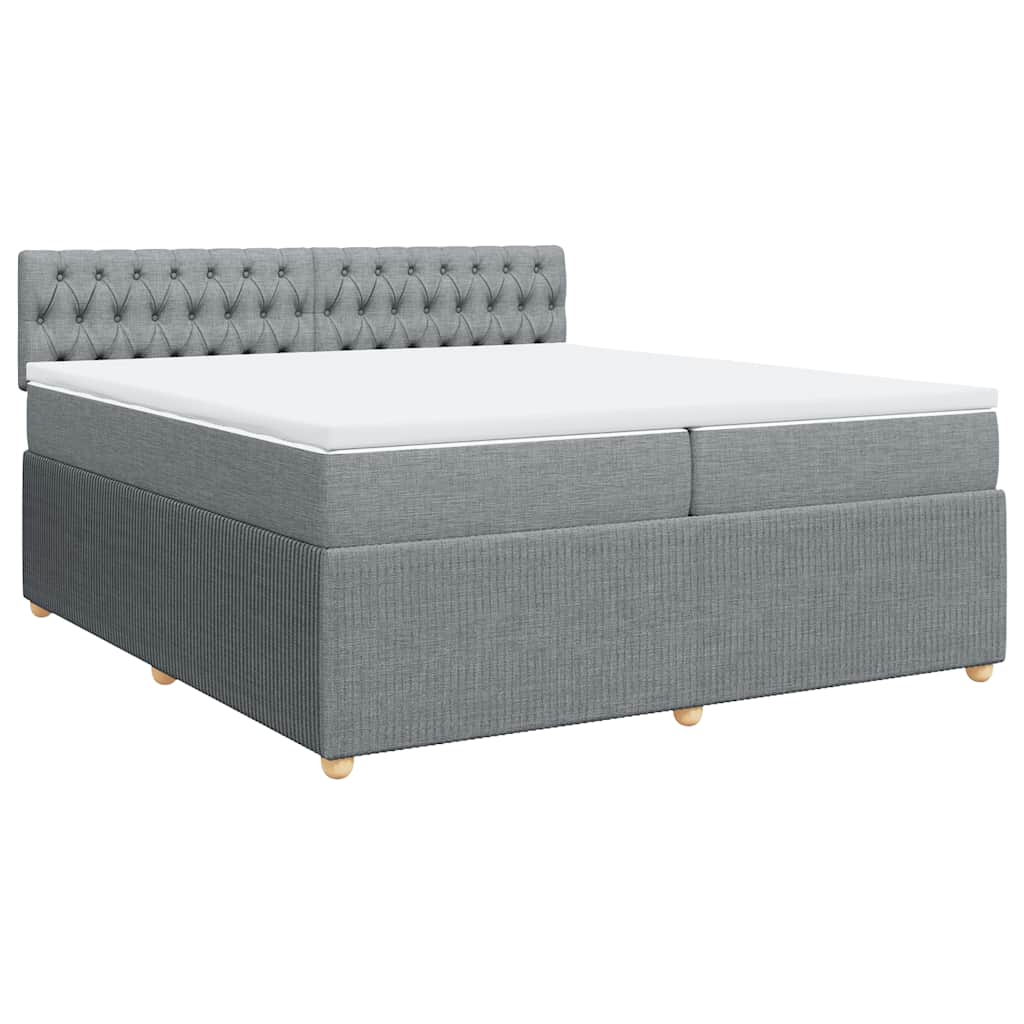 vidaXL Κρεβάτι Boxspring με Στρώμα Ανοιχτό Γκρι 200x200 εκ. Υφασμάτινο
