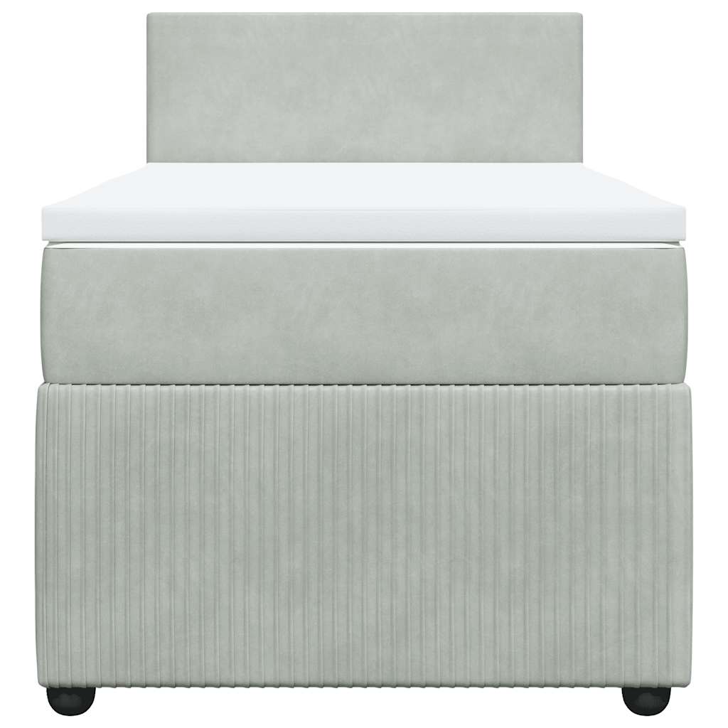 vidaXL Κρεβάτι Boxspring με Στρώμα Ανοιχτό Γκρι 80x200 εκ. Βελούδινο