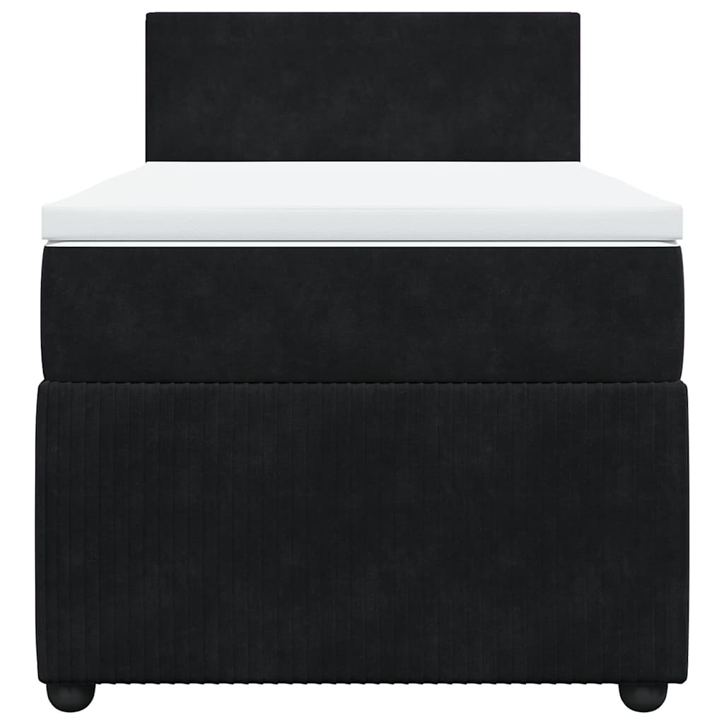 vidaXL Κρεβάτι Boxspring με Στρώμα Μαύρο 80 x 200 εκ. Βελούδινο