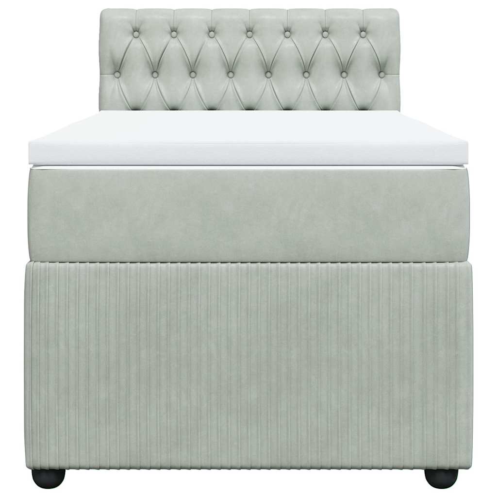 vidaXL Κρεβάτι Boxspring με Στρώμα Ανοιχτό Γκρι 80x200 εκ. Βελούδινο