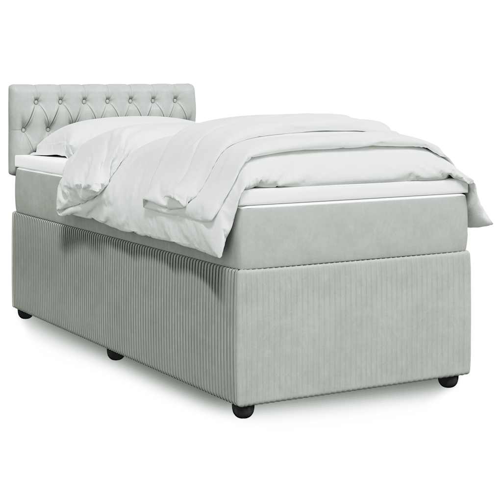 vidaXL Κρεβάτι Boxspring με Στρώμα Ανοιχτό Γκρι 80x200 εκ. Βελούδινο