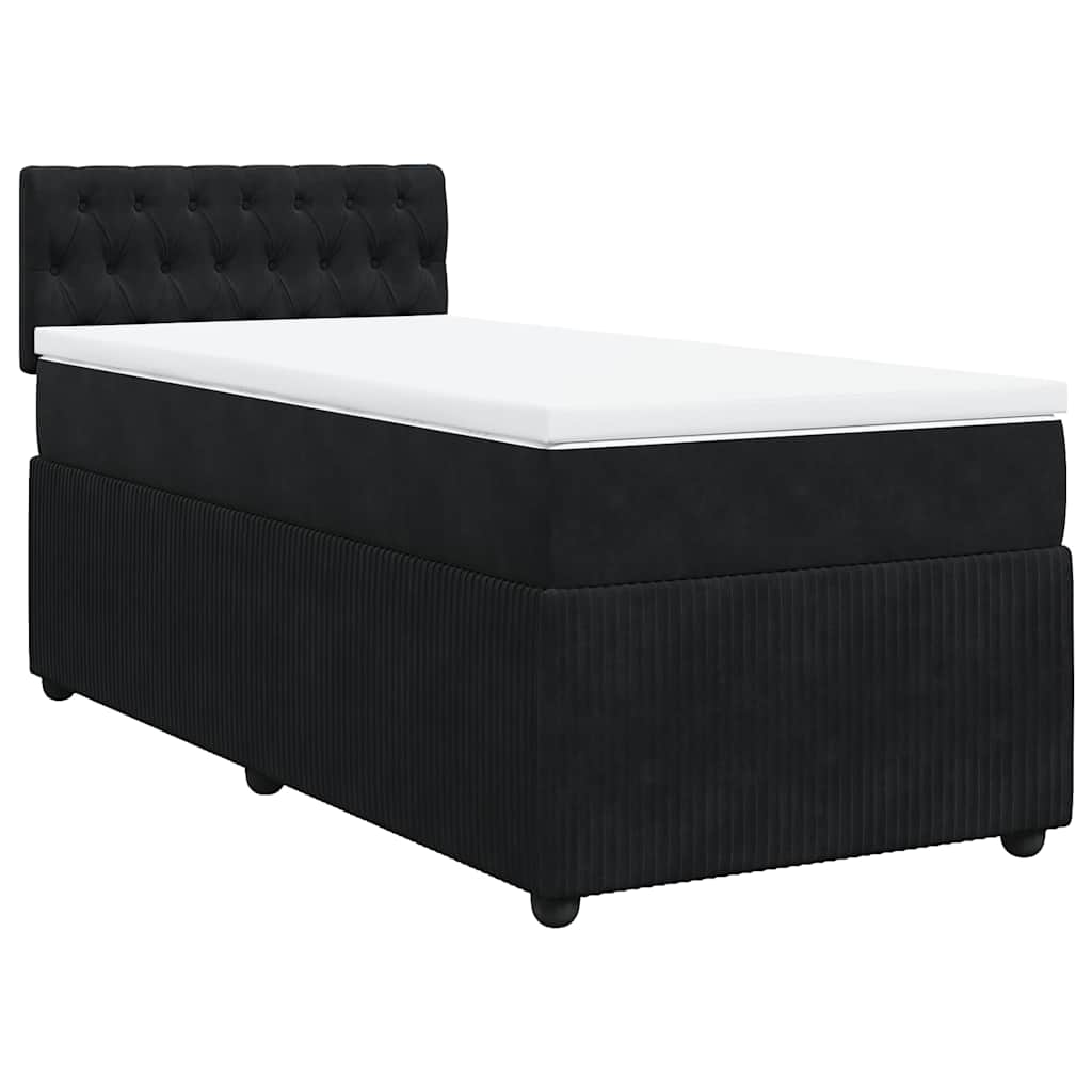 vidaXL Κρεβάτι Boxspring με Στρώμα Μαύρο 80 x 200 εκ. Βελούδινο