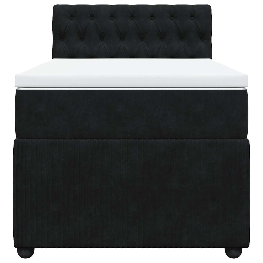 vidaXL Κρεβάτι Boxspring με Στρώμα Μαύρο 80 x 200 εκ. Βελούδινο