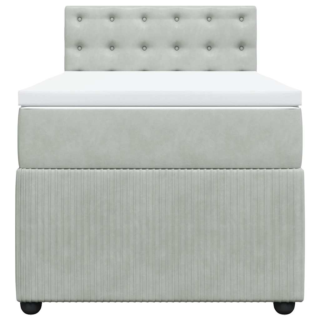 vidaXL Κρεβάτι Boxspring με Στρώμα Ανοιχτό Γκρι 80x200 εκ. Βελούδινο