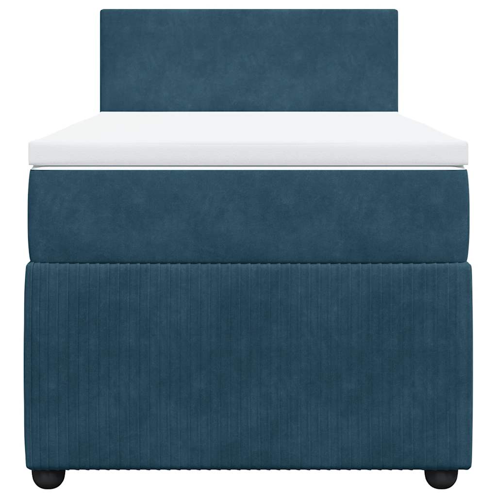 vidaXL Κρεβάτι Boxspring με Στρώμα Μπλε 90x190 εκ. Βελούδινο