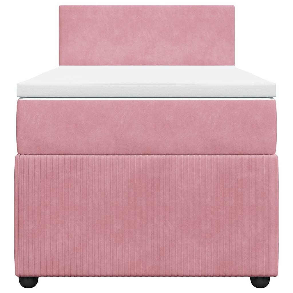 vidaXL Κρεβάτι Boxspring με Στρώμα Ροζ 90x190 εκ. Βελούδινο