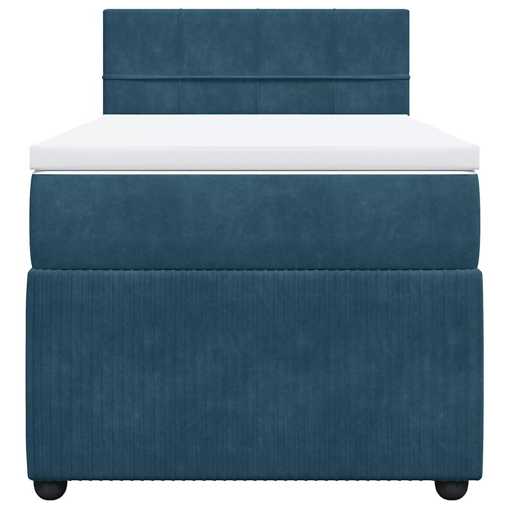 vidaXL Κρεβάτι Boxspring με Στρώμα Μπλε 90x190 εκ. Βελούδινο