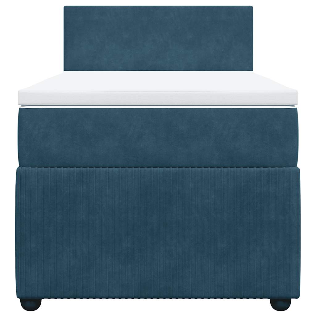 vidaXL Κρεβάτι Boxspring με Στρώμα Μπλε 90x200 εκ. Βελούδινο