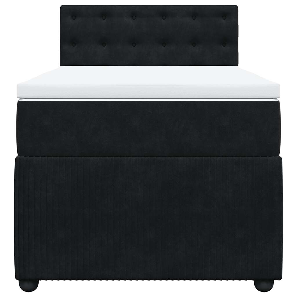 vidaXL Κρεβάτι Boxspring με Στρώμα Μαύρο 90x200 εκ. Βελούδινο