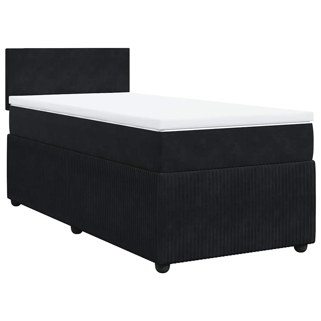vidaXL Κρεβάτι Boxspring με Στρώμα Μαύρο 100x200 εκ. Βελούδινο