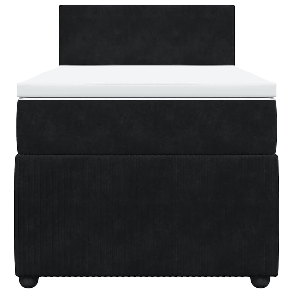 vidaXL Κρεβάτι Boxspring με Στρώμα Μαύρο 100x200 εκ. Βελούδινο