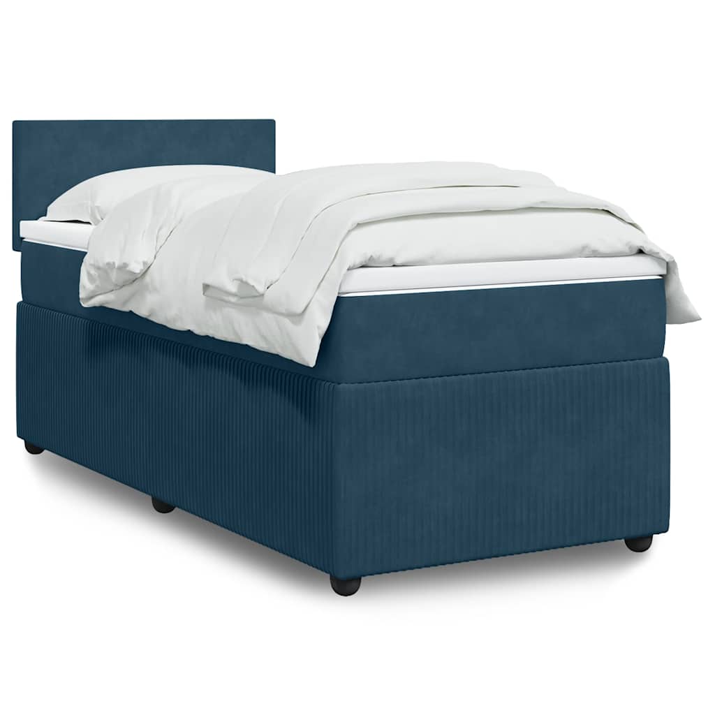 vidaXL Κρεβάτι Boxspring με Στρώμα Μπλε 100x200 εκ. Βελούδινο