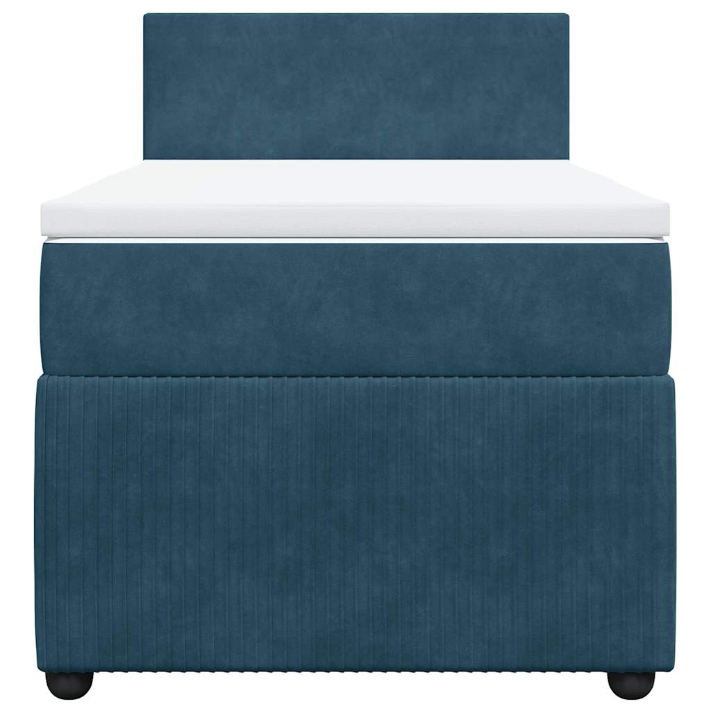 vidaXL Κρεβάτι Boxspring με Στρώμα Μπλε 100x200 εκ. Βελούδινο