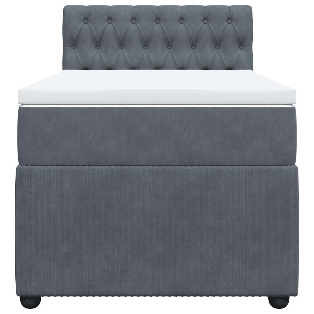 vidaXL Κρεβάτι Boxspring με Στρώμα Σκούρο Γκρι 100x200 εκ. Βελούδινο