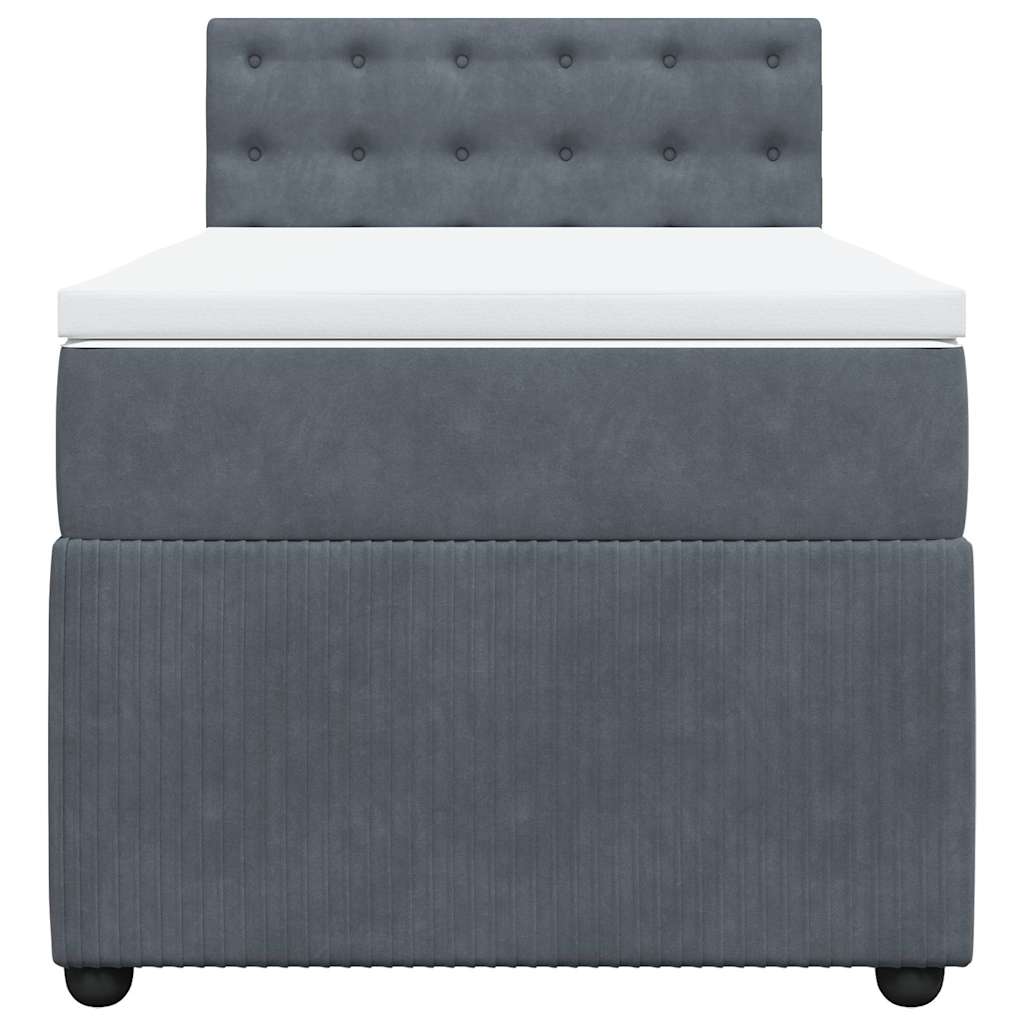 vidaXL Κρεβάτι Boxspring με Στρώμα Σκούρο Γκρι 100x200 εκ. Βελούδινο