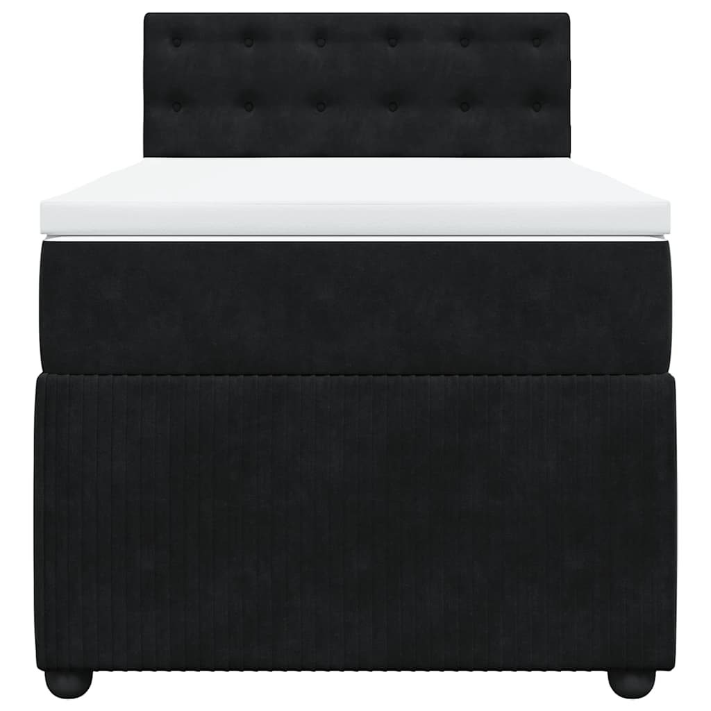 vidaXL Κρεβάτι Boxspring με Στρώμα Μαύρο 100x200 εκ. Βελούδινο