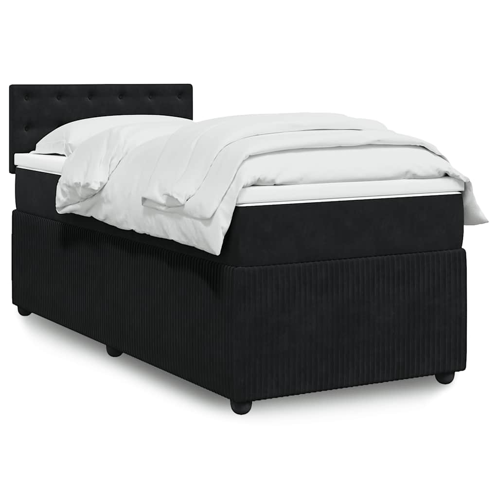 vidaXL Κρεβάτι Boxspring με Στρώμα Μαύρο 100x200 εκ. Βελούδινο