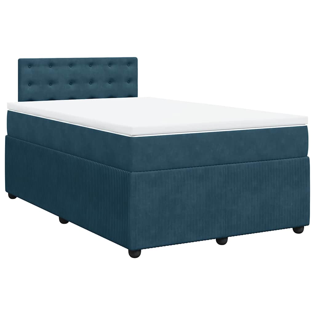 vidaXL Κρεβάτι Boxspring με Στρώμα Μπλε 120x200 εκ. Βελούδινο