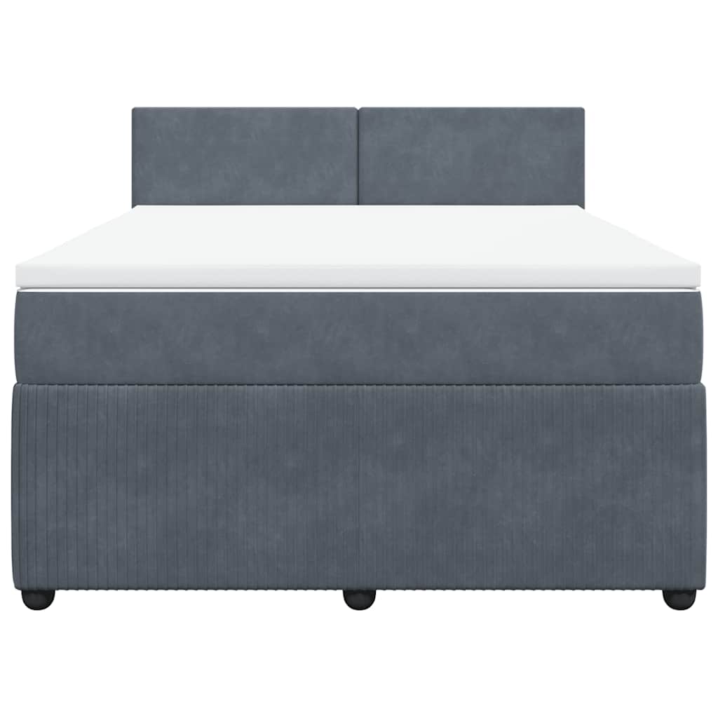 vidaXL Κρεβάτι Boxspring με Στρώμα Σκούρο Γκρι 140x190 εκ. Βελούδινο